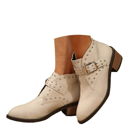 Mepaouo Women s Ankle Boots Pointy Toe Chelsea Bohe Cowboy Western Booties Low Heels Shoes