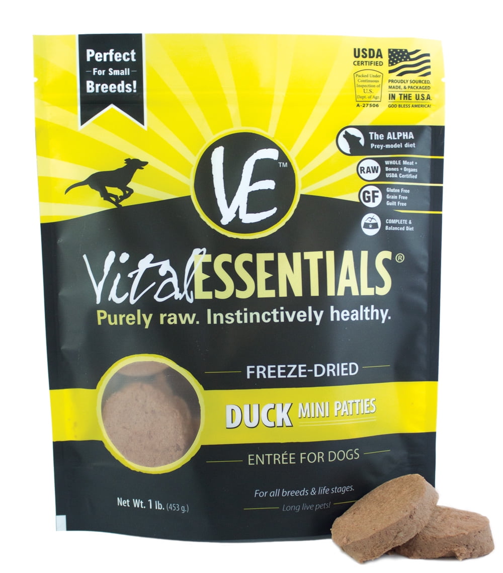 Vital Essentials FreezeDried Mini Patties Grain Free Duck Freeze Dried