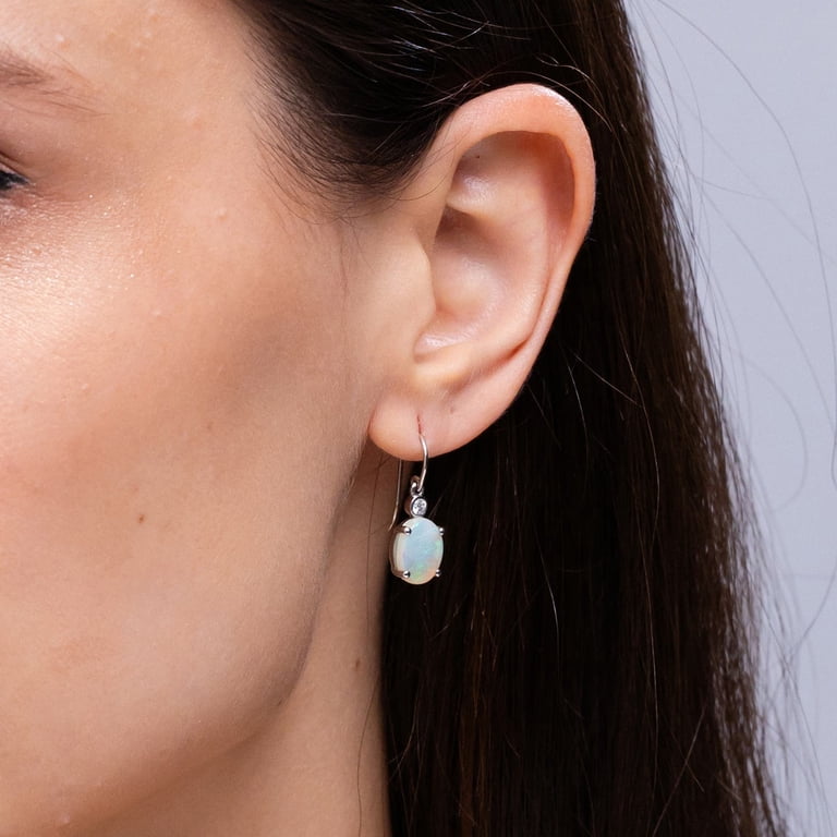 ANGARA Natural Oval 2.9 ct Opal Fish Hook Earrings with  display picture 1