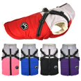 thumbnail image 2 of CNKOO Warm Dog Jacket with Reflective Chest Strap and Zipper  Adjustable Pet Winter Coat for Medium to Large Dogs  Paw Print Embroidery Design  Suitable for Cold Weather Outings, 2 of 6
