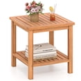 thumbnail image 1 of Gymax 2-Tier Patio Acacia Wood Side Table w/Slatted Tabletop Storage Shelf for Garden, 1 of 10