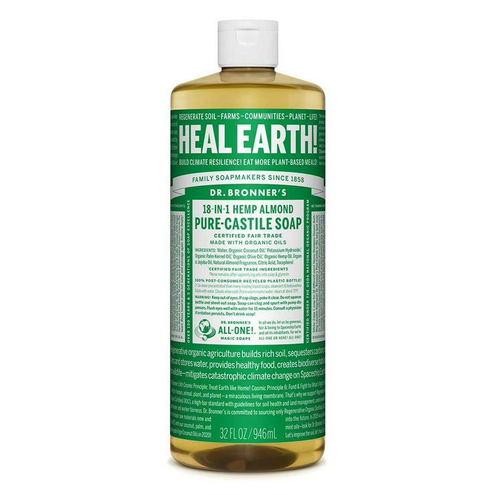 Dr. Bronner’s - Pure-Castile Liquid Soap (Almond, 32 ounce) - Made with