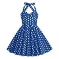 thumbnail image 2 of MKOSPLRT 1950s Dresses for Little Girl 3-8Y Vintage Strapless Polka Dot Gowns Bow Tie Halter Knee Length Dress Swing Party Dresses Kids Clothes, 2 of 5