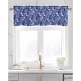 thumbnail image 2 of Pink Blue Flowers Linen Curtain Valance for Bedroom/Bathroom/Kitchen/Office/Living/Dining Room Window,Watercolor Pastoral Botanical Rod Pocket Topper Decorative Cafe Drapes Panel 54"x18", 2 of 6