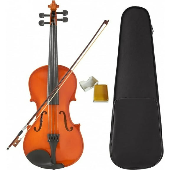 Beginner Violin 4/4 Full Size Kit, Violin Fiddle Set for Professional, Teens, Student, Solid Wood Violins Set with Bow, Rosin, Shoulder Rest, Extra Strings and a Lightweight Hard Case (Brown)