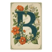 Floral Letter 'B' Metal Sign – Elegant Wall Art for Personalized Home Decor, Gift for Initial Decor, Baby Rooms, and Nursery Spaces 8x12 inch