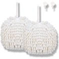 thumbnail image 1 of Xiao Hua Toallas de mano de chenilla suaves y absorbentes, bolas decorativas de felpa para colgar, toalla de secado grueso para el hogar, la cocina y el baño (blanco x 2), 1 of 5