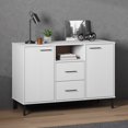 thumbnail image 1 of vidaXL Sideboard with Metal Legs White 113x40x77 cm Solid Wood OSLO, 1 of 5