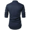 thumbnail image 1 of Mens Solid Color Stand-up Collar Long-sleeved Cotton And Linen Shirt, 1 of 9