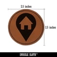 thumbnail image 2 of Map Home Location Marker Symbol 2.5" Faux Leather Round Engraved Iron-On Patch - Brown, 2 of 6