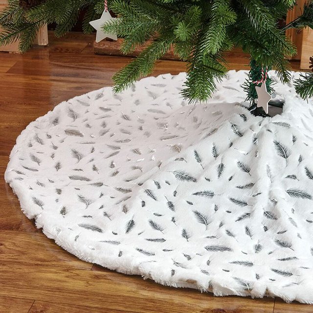 Falda de árbol de Navidad de felpa con plumas bronceadas Falda de árbol de Navidad Alfombra de árbol de Navidad de piel sintética Cubierta de pie de árbol de Navidad Cubierta de pie de árbol de Navidad (78 cm) esquí esquí Gafas de esquí