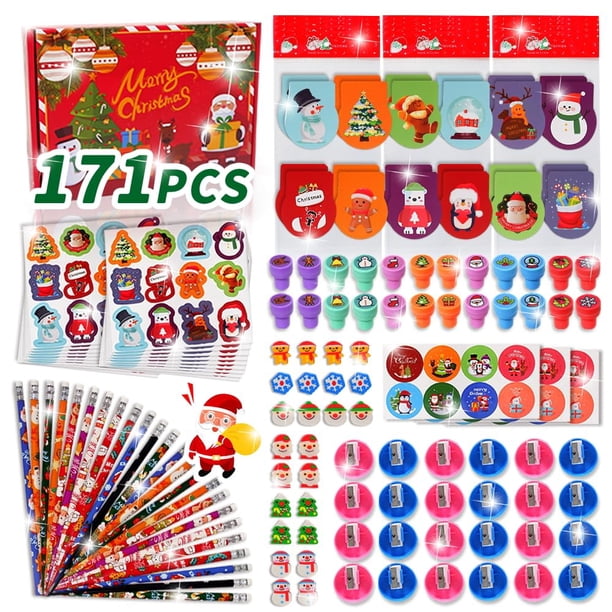 Set de regalos de papelería navideña para fiestas, 171 piezas, para niños YMGN