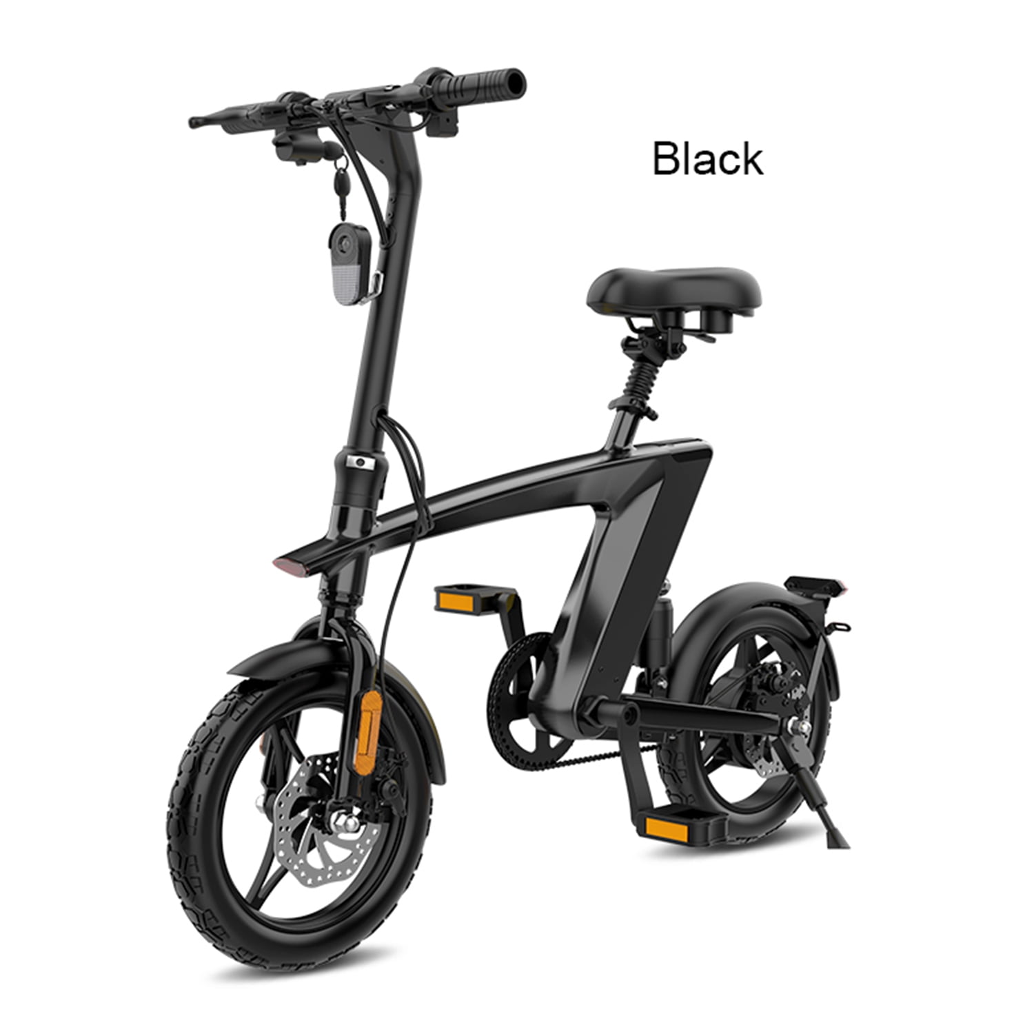 Xhy Electric Bike 250W Motor Lightweight Foldable Ebike with Bright Headlight Pedal Assist and 14'' Tires  36V 10Ah Battery Large Screen Display Commuting bicycles for Adults Women Men Black