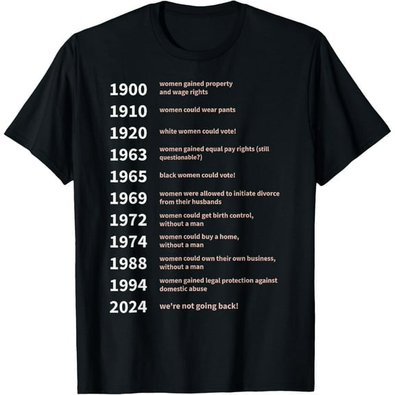 Women's Rights Gained by Date - Women Rights T-ShirtMen's and women's gift, black and white T-shirt, size: Extra large S-4XL
