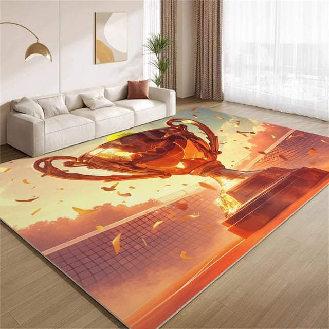 Sports Trophy Area Rugs, Victory Theme Carpet, Washable Non Slip Low Pile Soft Rug for Bedroom Living Room Decor Mat 4ftx5ft