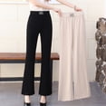 thumbnail image 4 of Pantalones Micro Acampanados Nuevos de Verano para Mujer Pantalones Delgados de Modal Negro Cintura Elástica Albaricoque Pantalones Casuales, 4 of 9