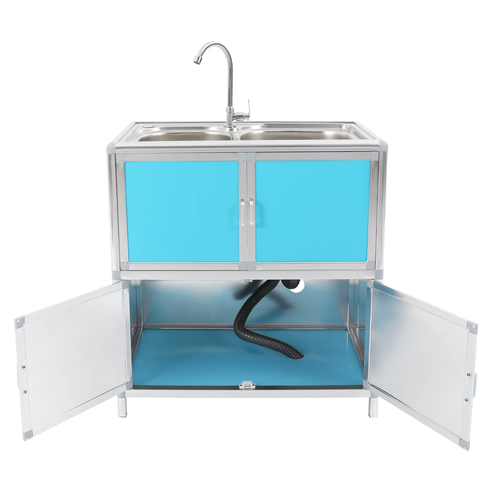 Kitchen Sink with Cabinet, Utility Sinks with Faucet, Freestanding Sink with Storage for Home Kitchen(Blue)
