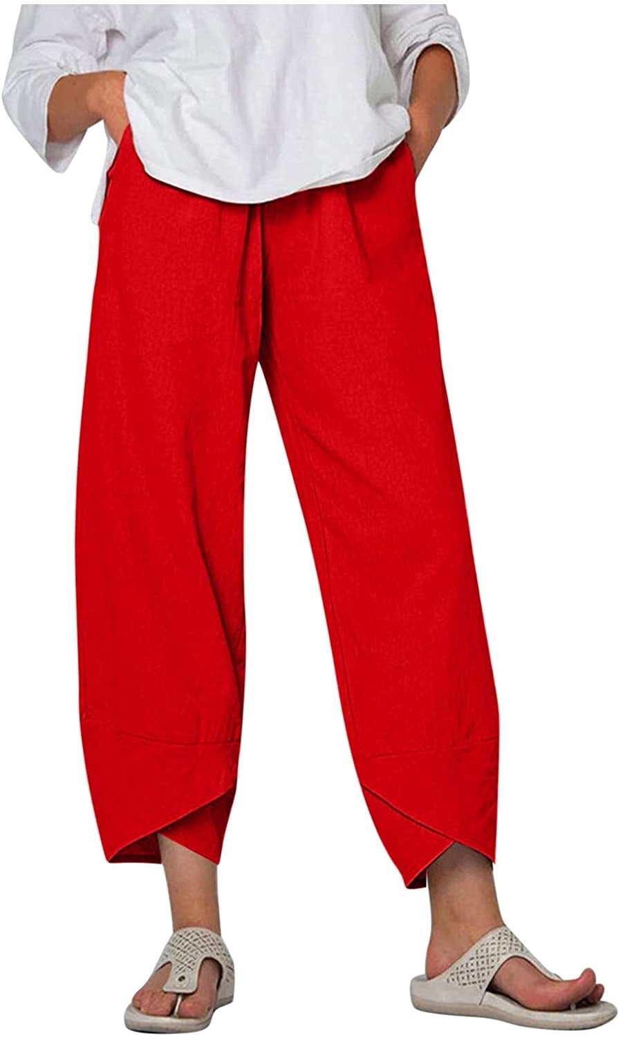 Women Cotton Linen Baggy Pants Plus 
