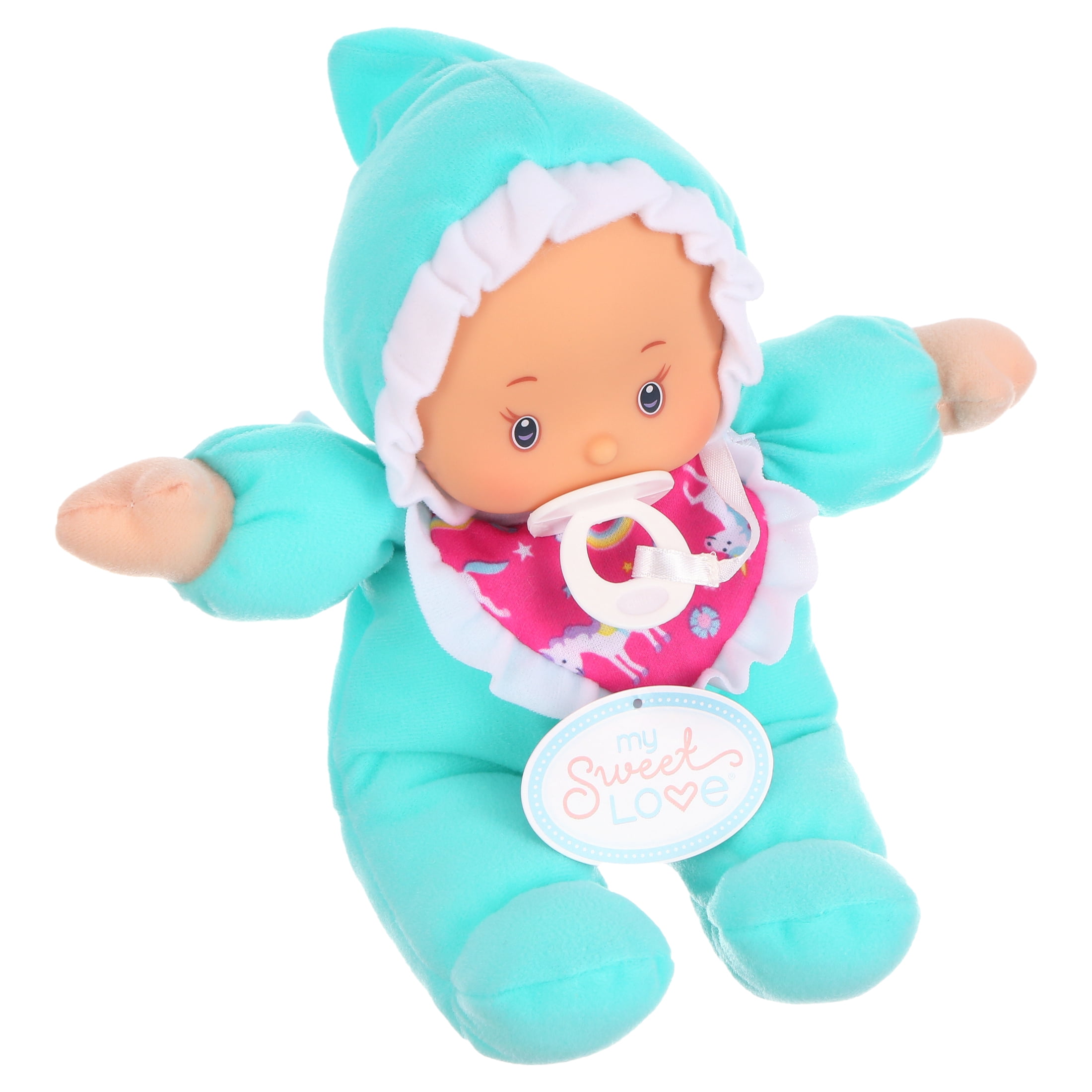 My Sweet Love 10-inch Soft Baby Doll with Removable Bib and Pacifier, Teal Outfit