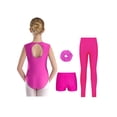 thumbnail image 3 of Hansber Gymnastics Leotard for Girls with Shorts Athletic Leggings Dance Unitard Sleeveless Figure Skating Training Suit Hot Pink 10, 3 of 7