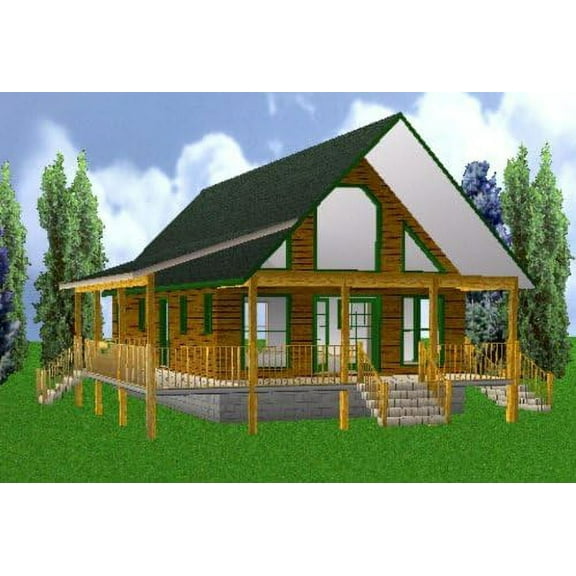 Easy Cabin Designs 24x40 Country Classic 3 Bedroom 2 Bath Plans Package, Blueprints & Material List,White