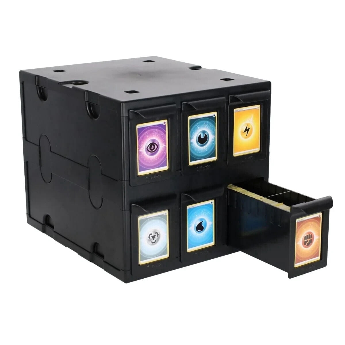 BCW 6 Drawer Card Catalog Black Trading Card Storage Cabinet Heavy Duty Acid Free Plastic Card Organizer with 6 Storage Drawers and Dividers