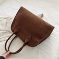 thumbnail image 2 of Bolso de mano informal para mujer, bolso de ante de gran capacidad, bolso Hobo elegante de Color sólido, 2 of 8