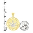 thumbnail image 4 of 10k 10Kt Gold Two-Tone Diamond-Cut Mens Marijuana Leaf Medallion Charm Pendant, 4 of 5