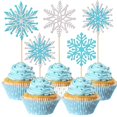 thumbnail image 1 of 12 insertos for pastel de Navidad con copos de nieve azul plateado, 1 of 3