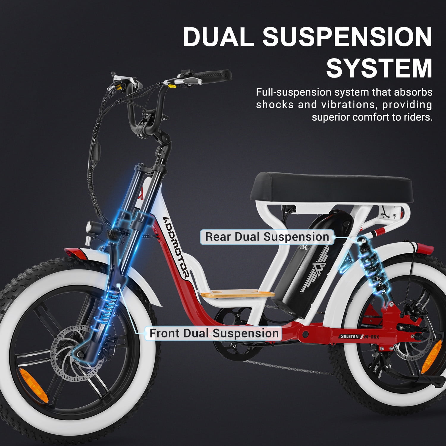 Addmotor Moped-Style Electric Bike, 750W Electric Bicycle 20Ah, Fat Tire Step Through City Cruiser Ebike for Adults, M-66X Yellow