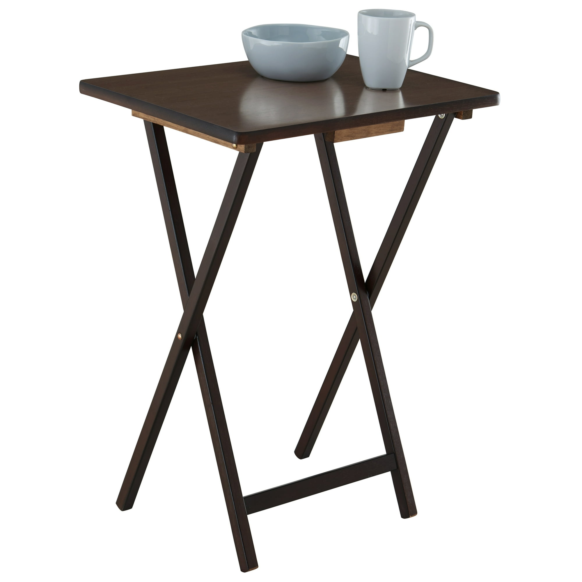 Walnut Folding TV Tray Table Set Limited Time Offer!