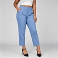 thumbnail image 3 of Costeam Womens High Waisted Straight Leg Ankle Pants with Side Slant Pockets Button Zip Belt Loops Stretch Wrinkle Resistant Tailored Smooth Drape Cropped Dress Trousers, 3 of 8