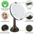 thumbnail image 2 of mDesign Modern Motion Sensor LED Lighted Makeup Bathroom Vanity Mirror, Large 8" Round, 3X Magnification, Hands-Free, Rechargeable and Cordless - Bronze, 2 of 7