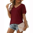 thumbnail image 4 of Aloohaidyvio Tops for Women Short Sleeve,Womans Summer Tops Causal Vintage Solid Blouse Short Sleeve T-Shirt, 4 of 5