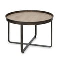 thumbnail image 1 of Kate and Laurel Zabel Ferme Moderne Table Basse Ronde avec Base en Croix de Fer Forgé Noir et Insert en Bois Fini en Chêne Blanc, 1 of 2