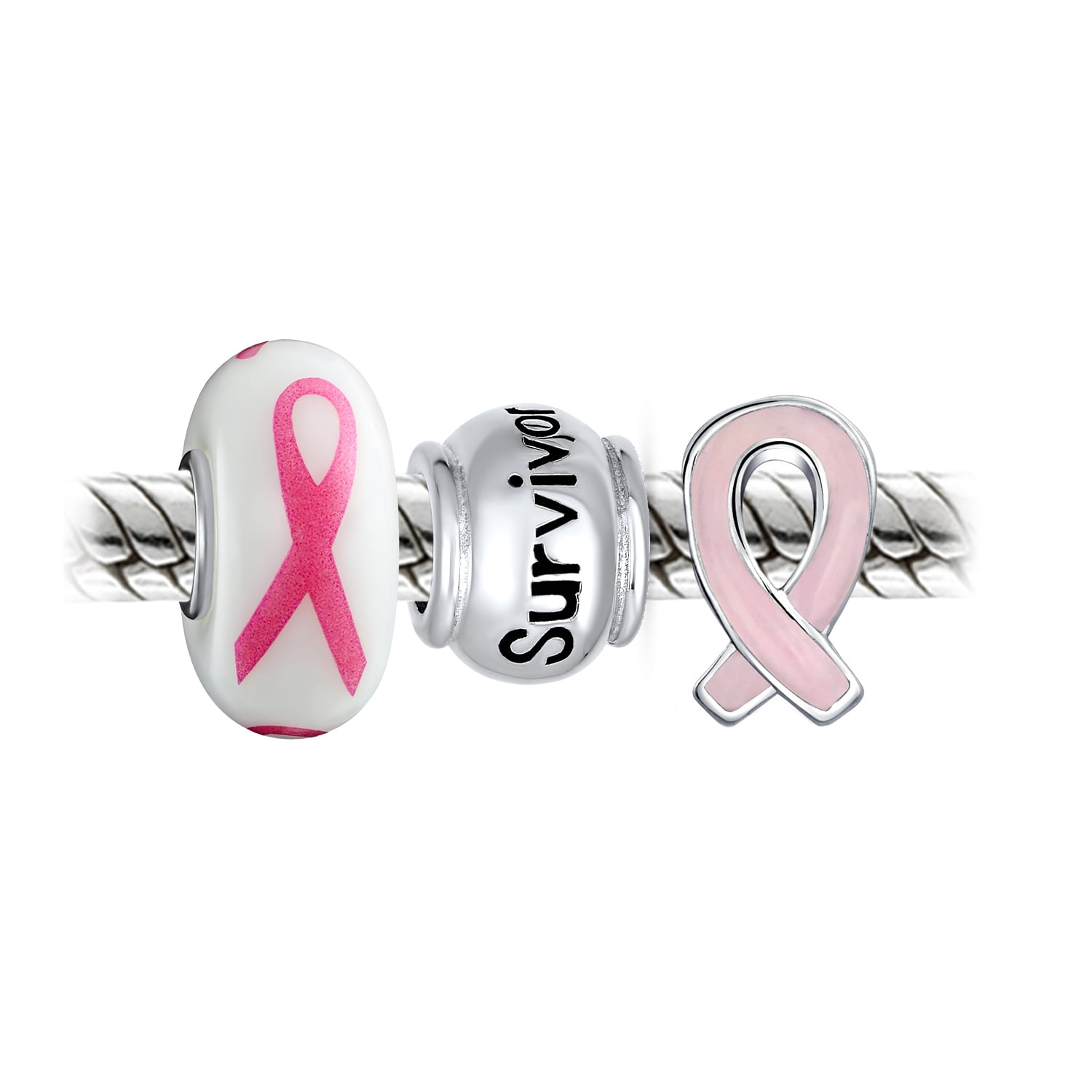 Awareness Bracelet, Charms or CHOOSE, Pandora or Non Pandora Bracelet, Both  With, Non Branded Beads & Charms,pink Ribbon 