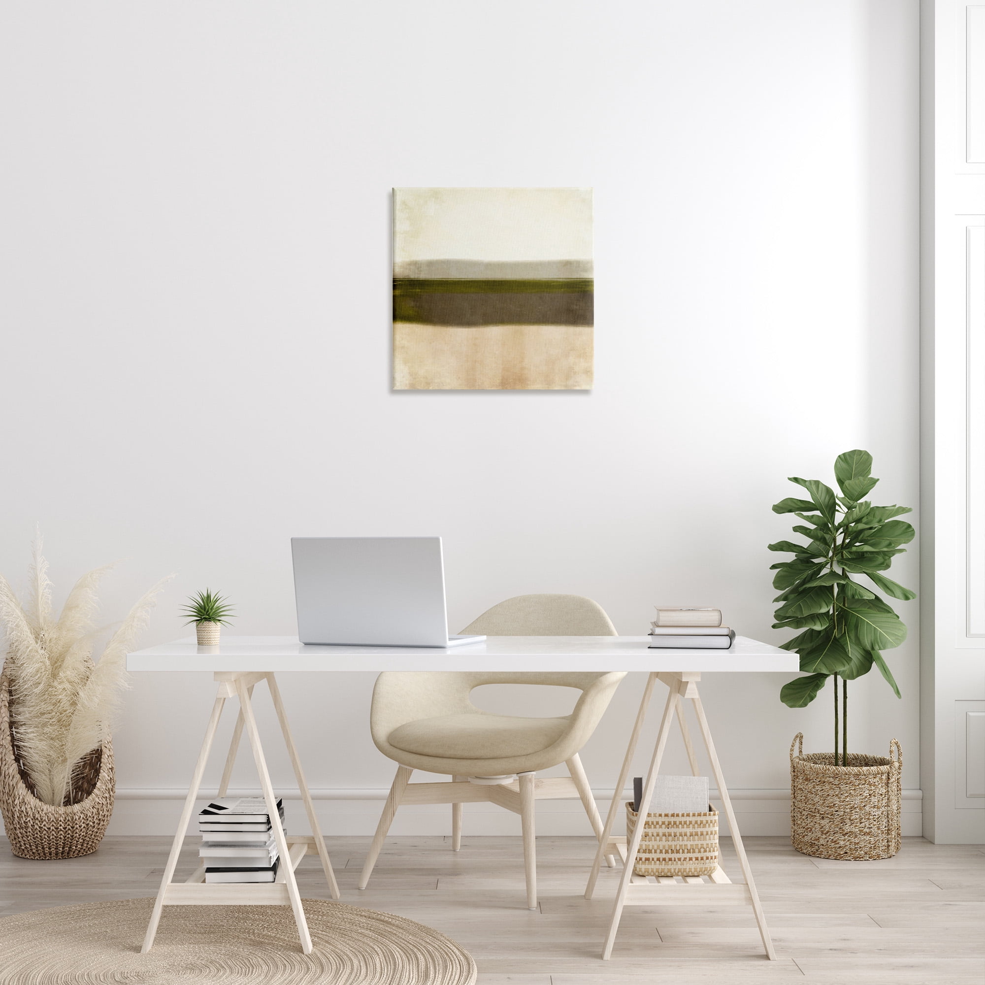 Stupell Industries Rustic Neutral Horizon Abstract Painting Gallery Wrapped Canvas Art Print Wall Art, 24 x 24