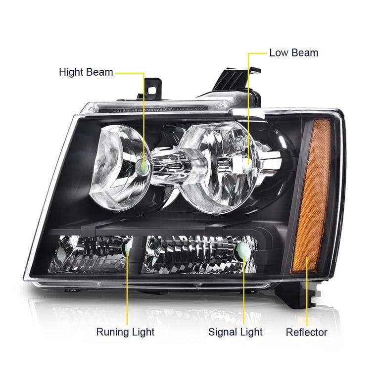 For 2007-2014 Chevy Suburban Tahoe Avalanche Chrome Clear Headlghts Headlamps | eBay