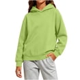 thumbnail image 3 of Piuwrlz Girls Plain Sweatshirts for Kids Fall Hood Hoodies Long Sleeve Pullover Green Size 3-4 T, 3 of 10