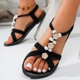 thumbnail image 6 of Wide Width Shoes for Women, Wide Width Sandals for Women, Womens Sandals Dressy Summer: Comfortable Bohemian Flats Elastic Ankle Strap Walking Vacation Shoes 2026 Women Footwear, Black 6, 6 of 7