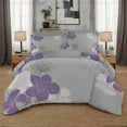 thumbnail image 2 of Floral Comforter Set Queen 7 Pieces Bed in a Bag Purple Floral Pattern Printed on Grey Soft Microfiber Bedding Set Lightweight Bed Comforter Set for All Season, 2 of 9