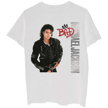 Michael Jackson Men's Bad Silver Logo T-Shirt White