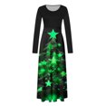 thumbnail image 4 of Heisall Womens Dresses Long Sleeve Round Neck Casual Christmas Print Patchwork A-Line Hem Slim-Fit Dress for Casual Christmas Party, 4 of 4