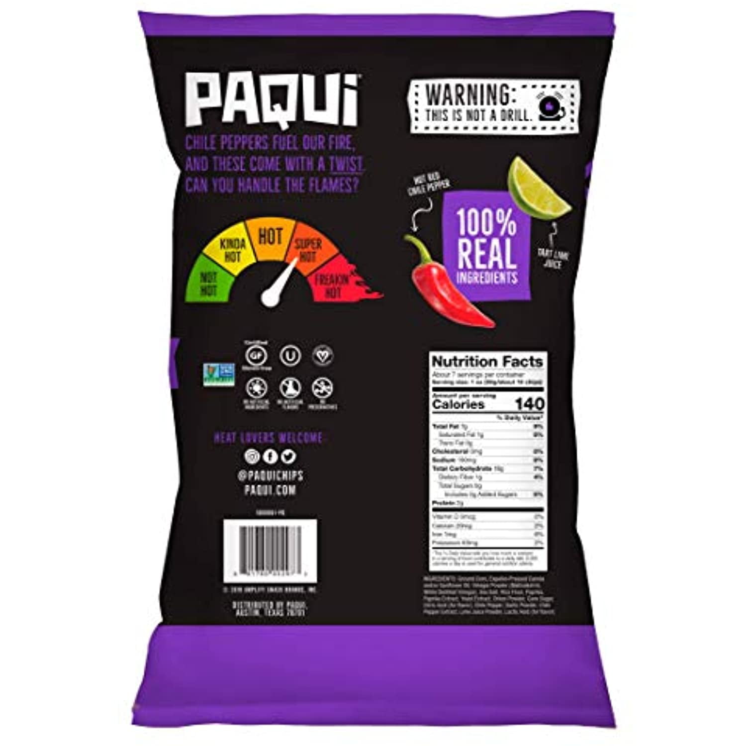 Buy Paqui Chile Limon Tortilla Chips, Gluten Free Chips, NonGmo Chips