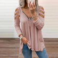 thumbnail image 2 of Ketyyh-chn99 Chandails pour Femmes Mode Blouse Ample T-Shirt à Manches Longues Col Ras du Cou pour Femmes Rose,P, 2 of 4