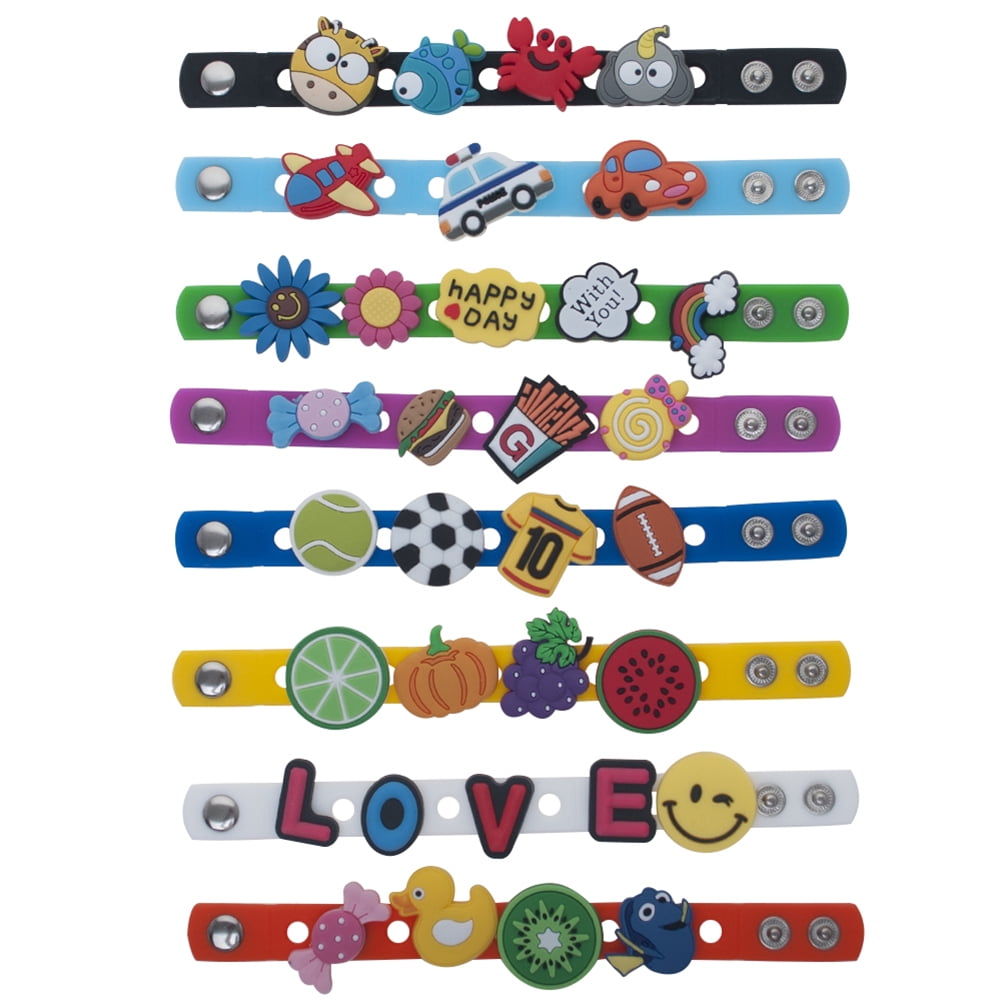 Shoe Decoration,by Augernis Class Activities Award 15Pcs Silicone Bracelet Wristbands and 8Pcs Shoe Charms for Kids Birthday Party Presents Shoe Decoration,by Augernis Class Activities Award 15Pcs Silicone Bracelet Wristbands and 8Pcs Shoe Charms for Kids Birthday Party Presents