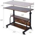 thumbnail image 3 of Portable Rolling Desk on Wheels Small Standing Desk Adjustable Height Desks with Wheels for Small Spaces, 32" Computer Desk with Storage Shelves for Home Office Study Rustic, 3 of 7