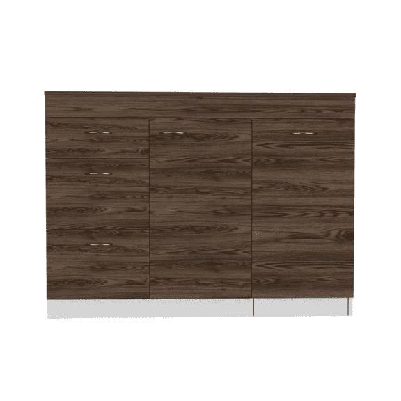 Newboti Furniture Grecia Kitchen Base Cabinet,Three Drawers, Two Internal Shelves -White / Dark Walnut 31547