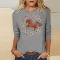 thumbnail image 1 of TaTaai Ladies 2026 New Year Graphic Print 3/4 Sleeve Blouse Round Neck Casual Top Holiday Celebration Festive Party Attire Gift, 1 of 5