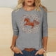 thumbnail image 1 of TaTaai Ladies 2026 New Year Graphic Print 3/4 Sleeve Blouse Round Neck Casual Top Holiday Celebration Festive Party Attire Gift, 1 of 5